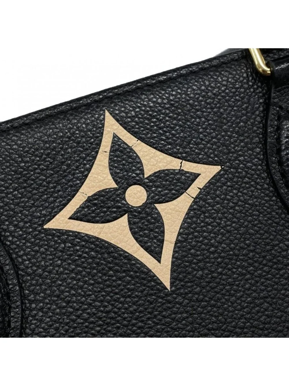 Louis Vuitton Tote Monogram Empreinte Bicolor On The Go MM Black Beige